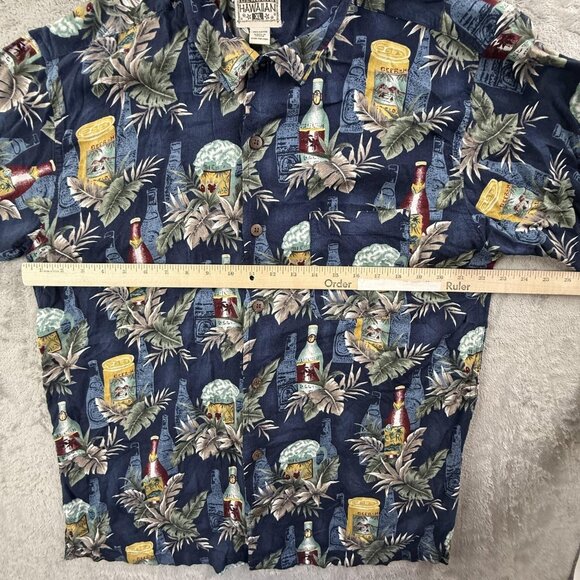 Vintage Steve & Barry's Hawaiian Shirt Mens XL Blue Tropical Beer Bottle Print - Picture 5 of 10